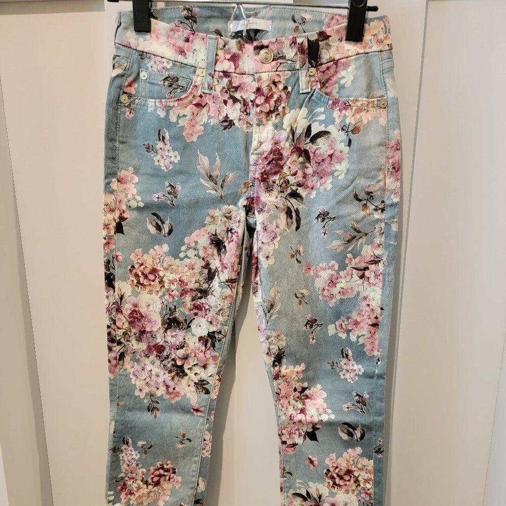 NWT - 7 For All Mankind Womens Skinny Floral Printed Jean Size 25 MSRP $198
